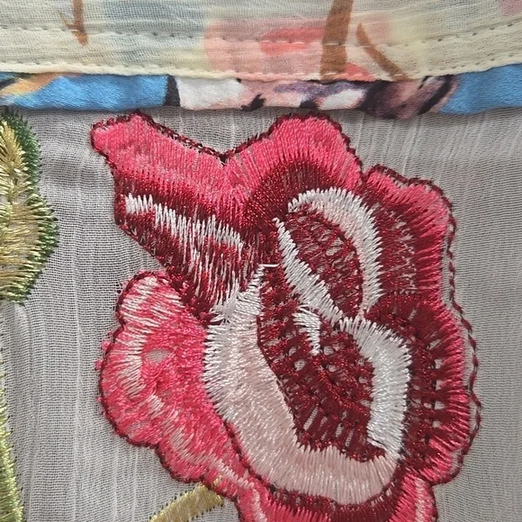 John Mark-NWT-Floral Paisley Embroidered "Garden Party" Patchwork Kimono-Size 2X - Picture 13 of 17